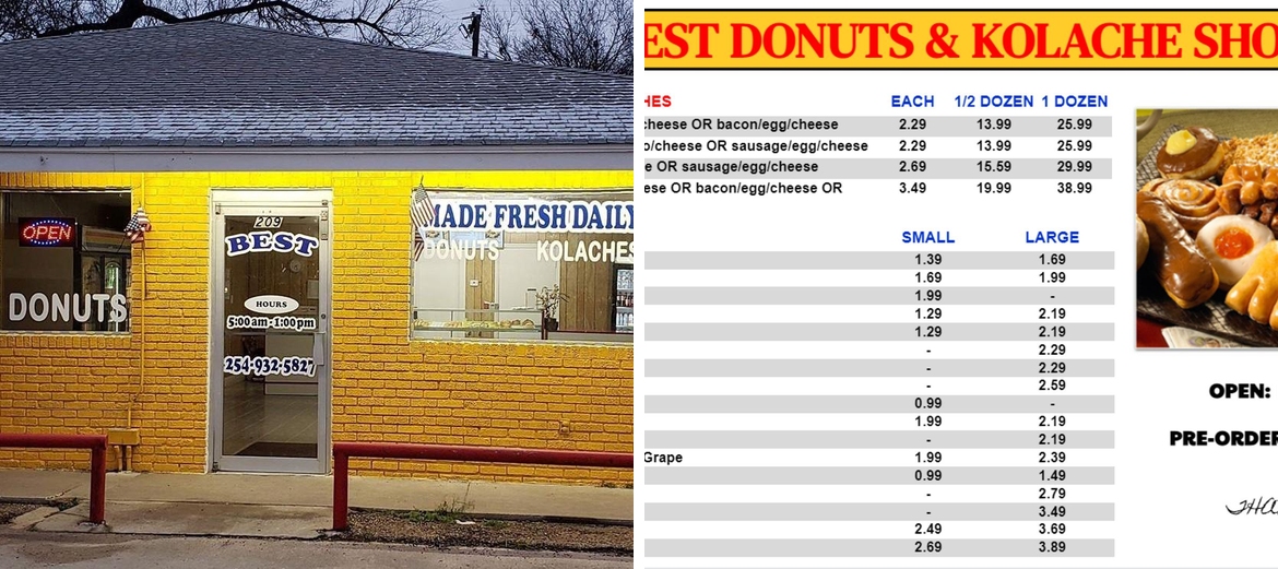 Best Donuts & Kolache Shop Menu