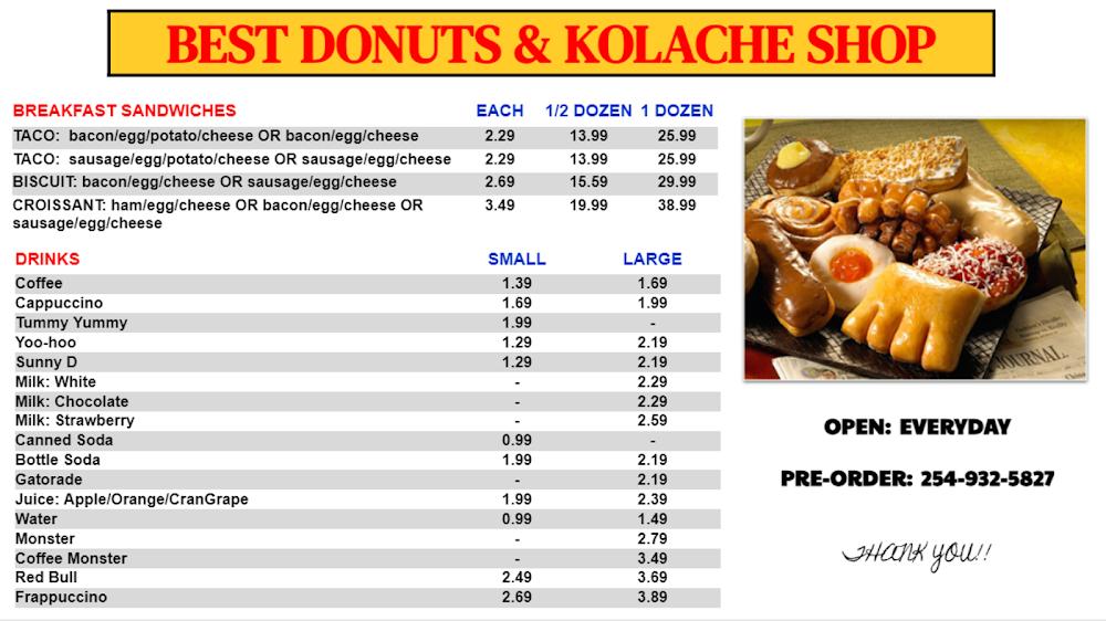 Best Donuts & Kolache Shop Menu image 1